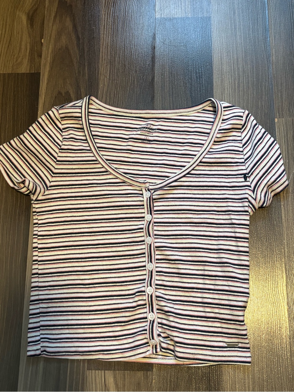 Hollister cropped super soft multicoloured henley women’s S